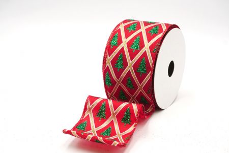 Fita de Arame de Design de Árvore de Natal com Brilho em Diamante Vermelho/Verde_KF8612GC-7-7