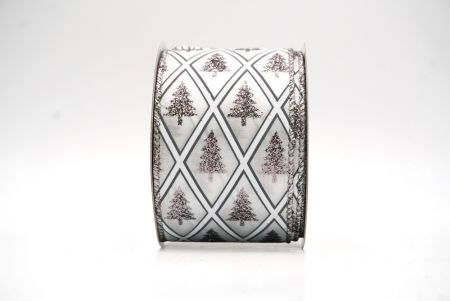 Ruban en fil de design d'arbre de Noël en paillettes blanches/argent_KF8613GL-1