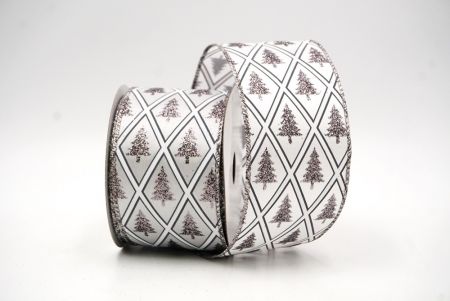 Ruban en fil de design d'arbre de Noël en paillettes blanches/argent_KF8613GL-1