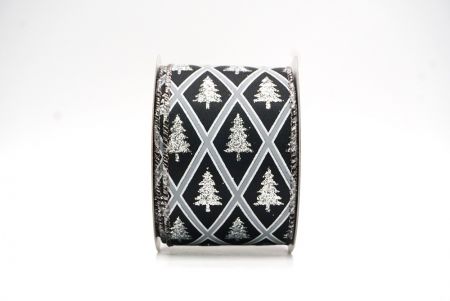 Schwarz/Silber Diamant Glitzer Weihnachtsbaum Design Drahtband_KF8613GL-53