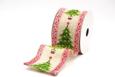 Natural Brown Christmas Tree & Snow Wired Ribbon_KF8620GC-13-183