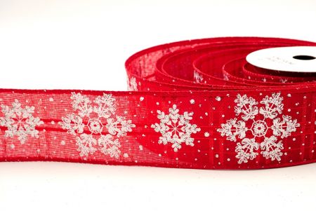 Red_Glitter Snowflakes Holiday Wired Ribbon_KF8623GC-7-7