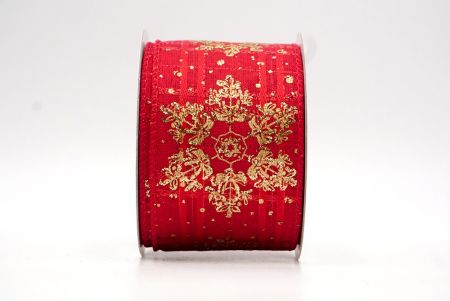 Red/Gold_Glitter Snowflakes Holiday Wired Ribbon_KF8623GC-7G-7