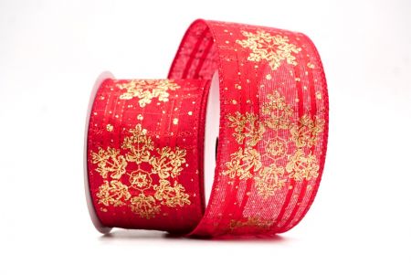 Rot/Gold Glitzer Schneeflocken Feiertags Drahtband_KF8623GC-7G-7