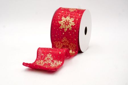 Red/Gold_Glitter Snowflakes Holiday Wired Ribbon_KF8623GC-7G-7