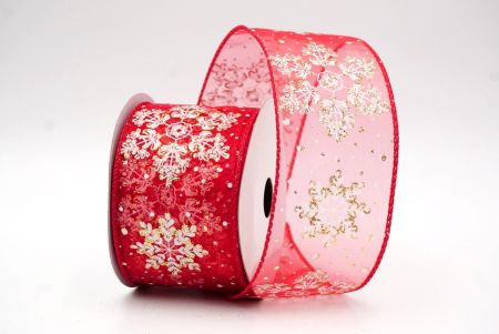 Fita com Fio de Flocos de Neve Vermelhos Transparentes com Glitter_Festa_KF8624GC-1-7