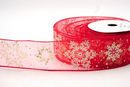 Red Sheer_Glitter Snowflakes Holiday Wired Ribbon_KF8624GC-1-7