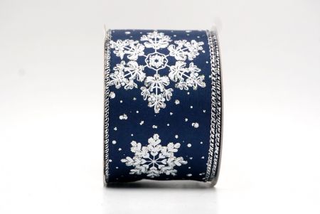 Navy Blue_Glitter Snowflakes Holiday Wired Ribbon_KF8626G-4