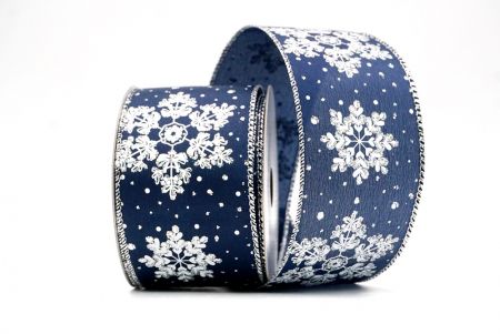 Navy Blue_Glitter Snowflakes Holiday Wired Ribbon_KF8626G-4