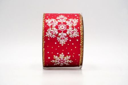 Red_Glitter Snowflakes Holiday Wired Ribbon_KF8626G-7G