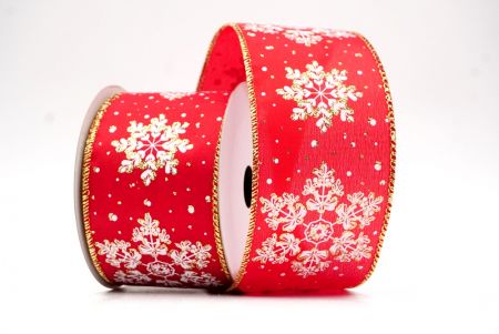 Red_Glitter Snowflakes Holiday Wired Ribbon_KF8626G-7G