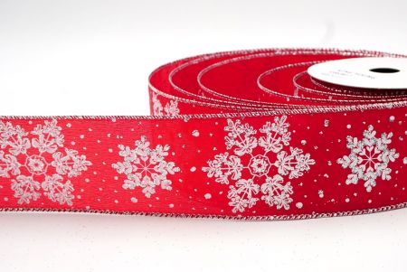 Red_Glitter Snowflakes Holiday Wired Ribbon_KF8626G-7