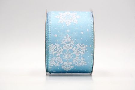 Nastro Wired Festivo con Fiocchi di Neve Glitter Blu_KF8627GN-12