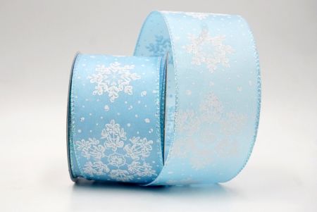 Blue_Glitter Snowflakes Holiday Wired Ribbon_KF8627GN-12