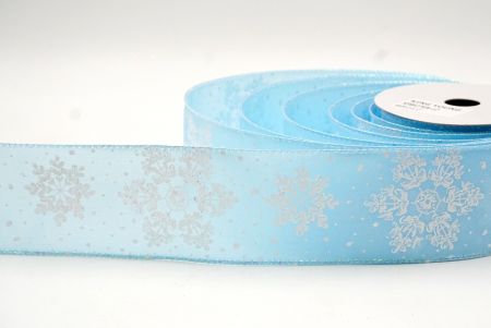 Nastro Wired Festivo con Fiocchi di Neve Glitter Blu_KF8627GN-12