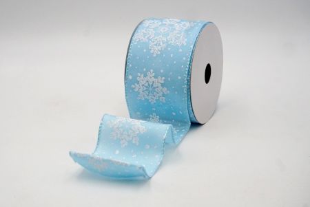 Nastro Wired Festivo con Fiocchi di Neve Glitter Blu_KF8627GN-12