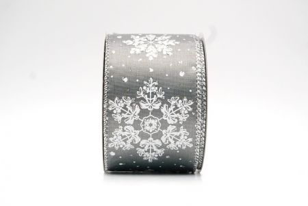 Gray_Glitter Snowflakes Holiday Wired Ribbon_KF8628G-50