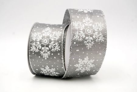 Gray_Glitter Snowflakes Holiday Wired Ribbon_KF8628G-50