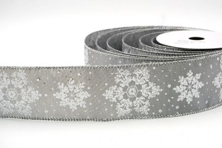 Nastro di Rame per le Feste con Fiocchi di Neve Grigi Glitter_KF8628G-50