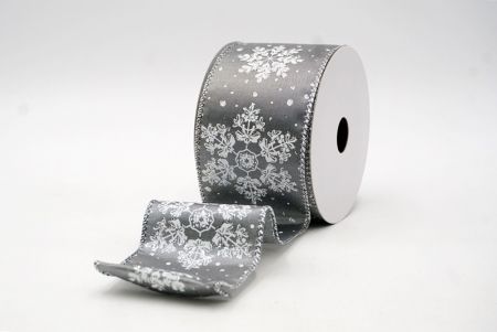 Nastro di Rame per le Feste con Fiocchi di Neve Grigi Glitter_KF8628G-50