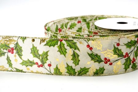 Crema_Lucens Hiemalis Ilex et Baccae Filum Ribbons_KF8630GV-2