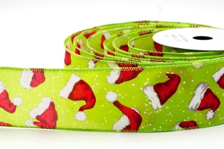 Apple Green Christmas Santa Hats Wired Ribbon_KF8635GC-15-190