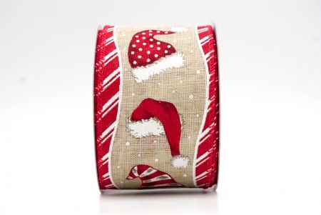 Khaki_Jolly Santa Hat Holiday Wired Ribbon_KF8639GC-13-7