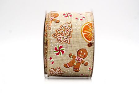 Khaki_Festive Gingerbread and Citrus Holiday Wired Ribbon_KF8640GC-13-183