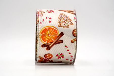 Cream_Festive Gingerbread and Citrus Holiday Wired Ribbon_KF8642GN-2