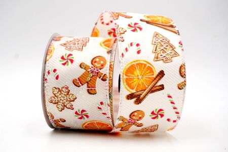 Cream_Festive Gingerbread and Citrus Holiday Wired Ribbon_KF8642GN-2