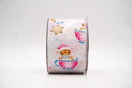 White Gingerbreads in a Christmas cup Wired Ribbon_KF8644GC-1-1