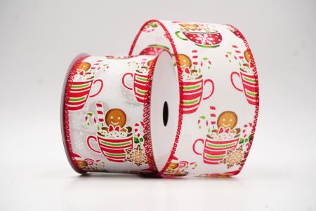 Pain d'épices blanc/rouge dans une tasse de Noël Ruban métallique_KF8645GC-1-7