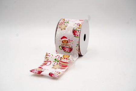 White/Green Gingerbreads in a Christmas cup Wired Ribbon_KF8646GC-1-1