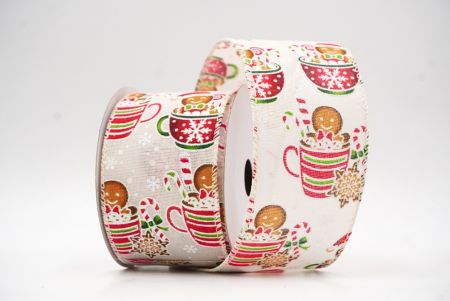 Pain d'épices crème blanc dans une tasse de Noël Ruban métallique_KF8647GC-2-2