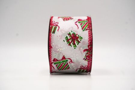 White-Red Christmas Sock, Gifts & Candy Cane Design Wired Ribbon_KF8651GC-1-7