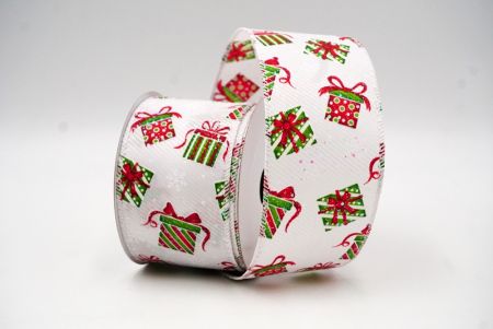 Weißer Weihnachtsstrumpf1, Geschenke und Zuckerstangen-Design Drahtband_KF8652GC-1-1