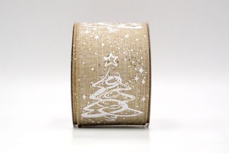 Khaki_Glitter Christmas Tree Wired Ribbon_KF8654GC-13-183