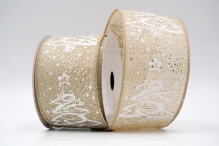 Khaki_Glitter Christmas Tree Wired Ribbon_KF8654GC-13-183