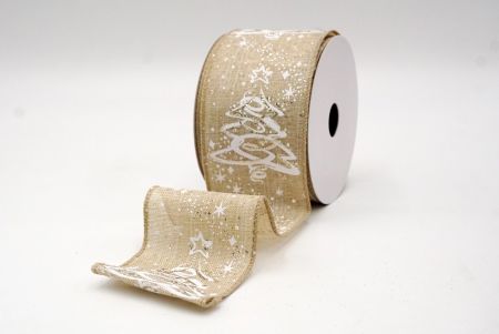 Khaki_Glitter Christmas Tree Wired Ribbon_KF8654GC-13-183