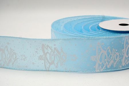 Sky Blue_Glitter Christmas Tree Wired Ribbon_KF8657GN-12