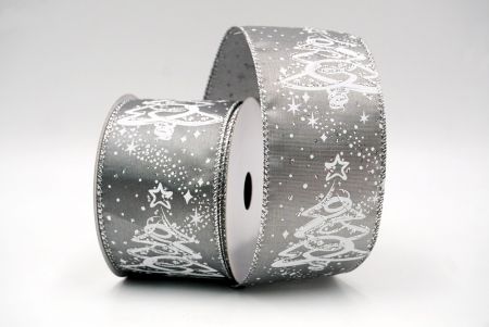 Gray_Glitter Christmas Tree Wired Ribbon_KF8658G-50