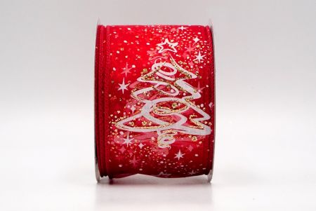 Czerwony Przezroczysty_Glitter Christmas Tree Wired Ribbon_KF8659GC-1-7