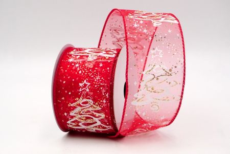 Ruban en fil de fer pour arbre de Noël pailleté rouge transparent_KF8659GC-1-7