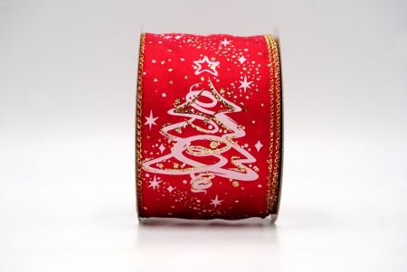 Ruban en fil de fer pour arbre de Noël pailleté rouge_KF8660G-7