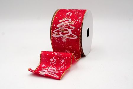 Czerwony_Glitter Christmas Tree Wired Ribbon_KF8660G-7