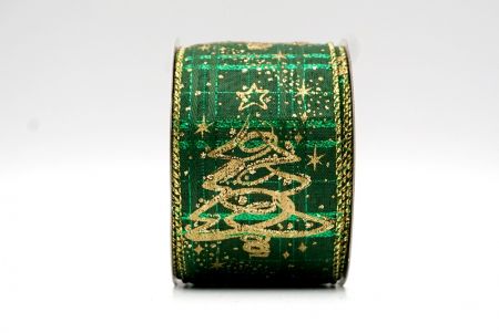 Green_Glitter Christmas Tree Wired Ribbon_KF8661G-3