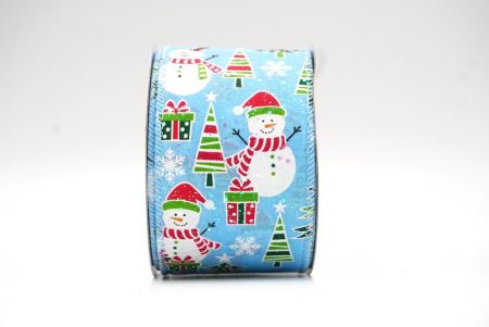 Himmelblauer Schneemann, Weihnachtsbaum & Zuckerstangen-Design Drahtband_KF8667GC-12-216