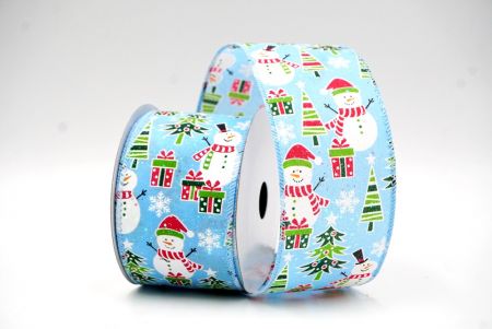 Himmelblauer Schneemann, Weihnachtsbaum & Zuckerstangen-Design Drahtband_KF8667GC-12-216