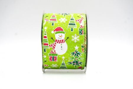 Apfelgrüner Schneemann, Weihnachtsbaum & Zuckerstangen-Design Drahtband_KF8667GC-15-190