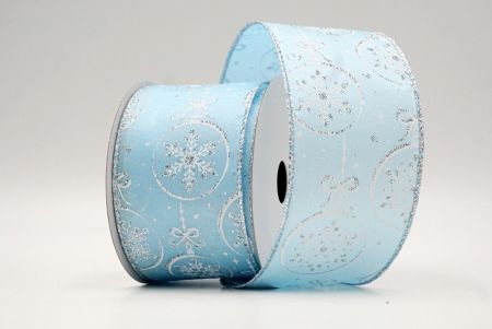 Fita de Arame com Ornamento de Flocos de Neve Azul Céu_KF8671G-12